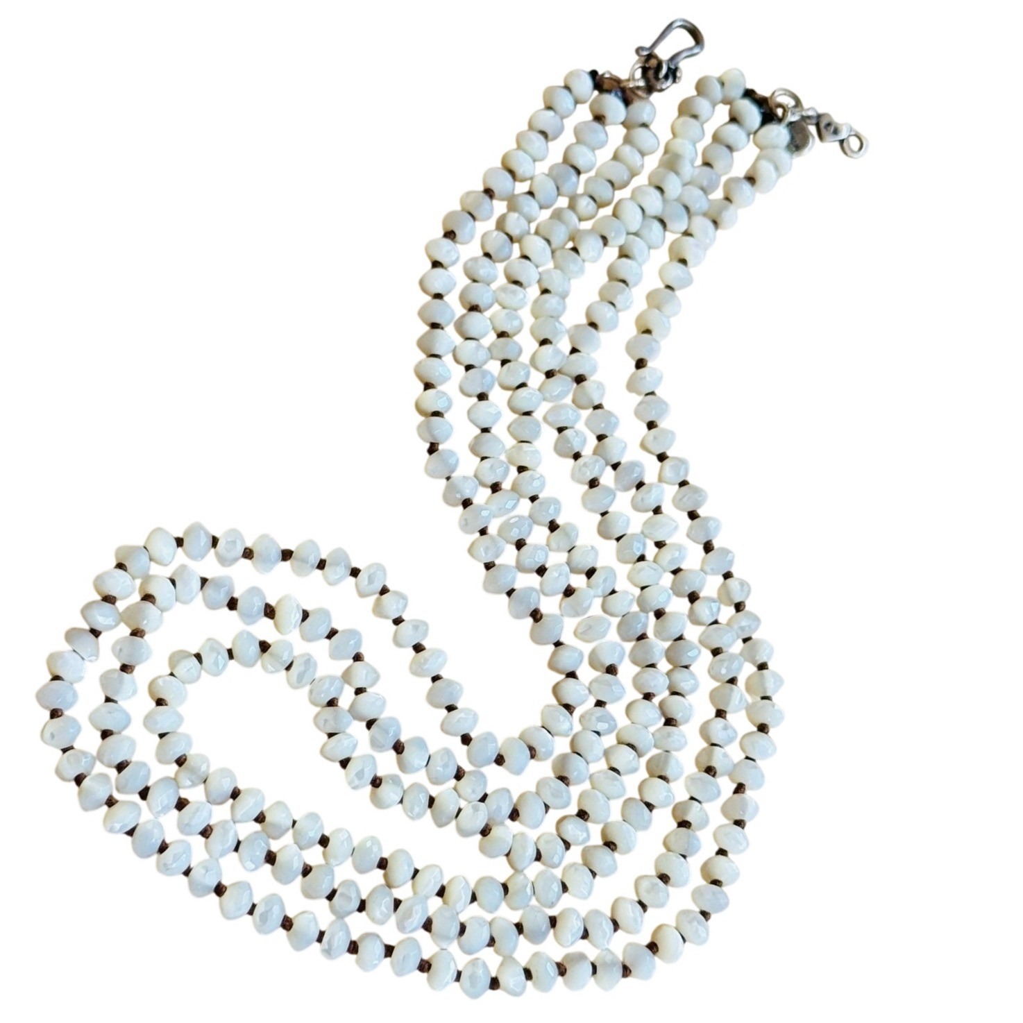 Chan Luu Cl Necklace Mother Of Pearl Mop Beads Triple Strand Sterling 925 19 83$